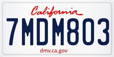 CA license plate 7MDM803