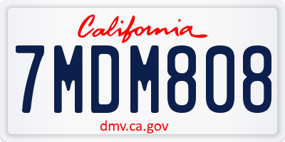CA license plate 7MDM808