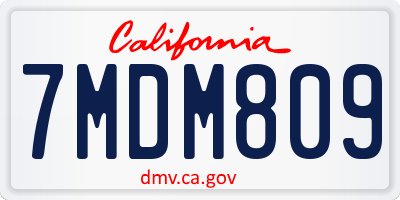 CA license plate 7MDM809