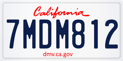 CA license plate 7MDM812