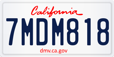 CA license plate 7MDM818