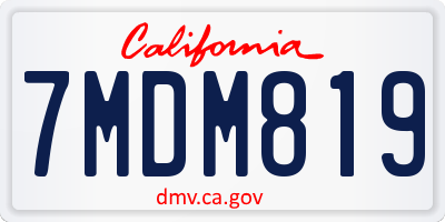 CA license plate 7MDM819