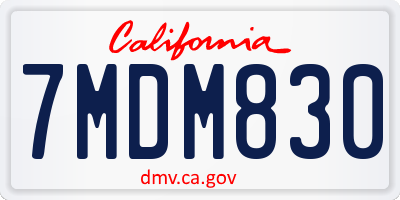 CA license plate 7MDM830