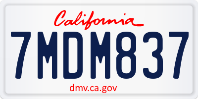 CA license plate 7MDM837