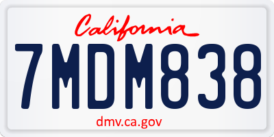 CA license plate 7MDM838