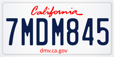 CA license plate 7MDM845
