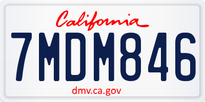 CA license plate 7MDM846