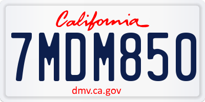 CA license plate 7MDM850