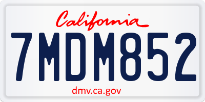 CA license plate 7MDM852