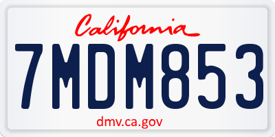 CA license plate 7MDM853