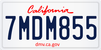 CA license plate 7MDM855