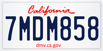 CA license plate 7MDM858