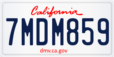 CA license plate 7MDM859