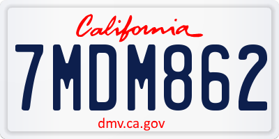 CA license plate 7MDM862