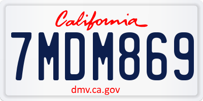 CA license plate 7MDM869
