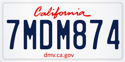 CA license plate 7MDM874