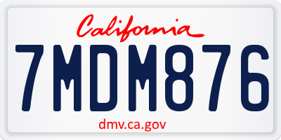 CA license plate 7MDM876