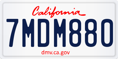CA license plate 7MDM880