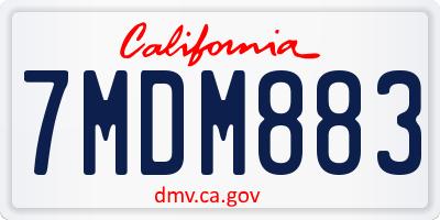 CA license plate 7MDM883