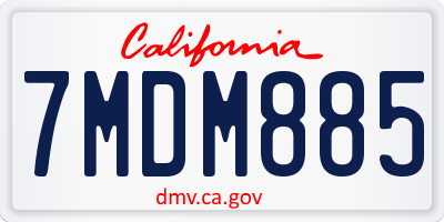 CA license plate 7MDM885