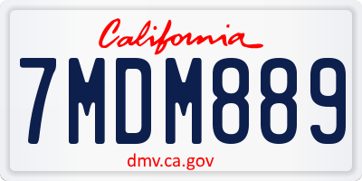 CA license plate 7MDM889