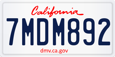 CA license plate 7MDM892