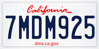 CA license plate 7MDM925