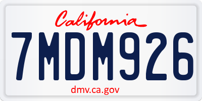 CA license plate 7MDM926