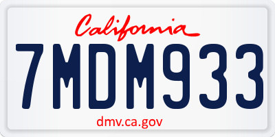 CA license plate 7MDM933