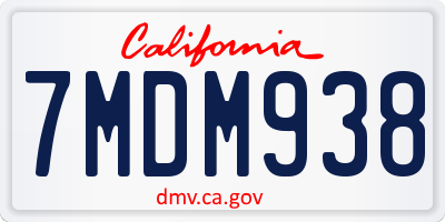 CA license plate 7MDM938