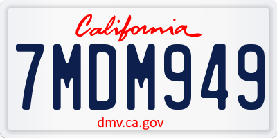 CA license plate 7MDM949