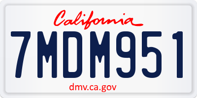 CA license plate 7MDM951