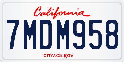 CA license plate 7MDM958