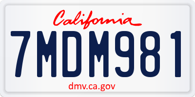 CA license plate 7MDM981