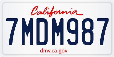 CA license plate 7MDM987