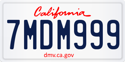 CA license plate 7MDM999