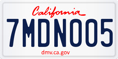 CA license plate 7MDN005