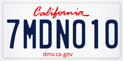 CA license plate 7MDN010