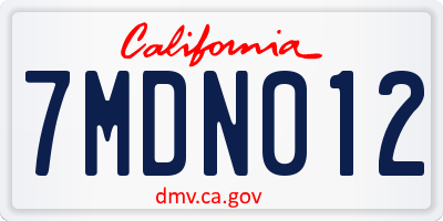 CA license plate 7MDN012