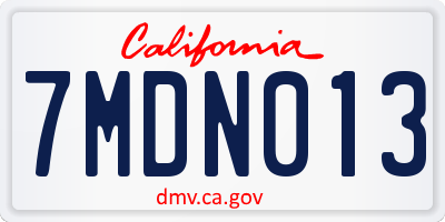 CA license plate 7MDN013
