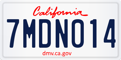 CA license plate 7MDN014