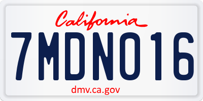 CA license plate 7MDN016