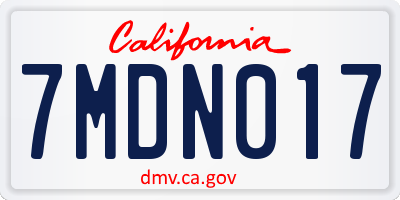 CA license plate 7MDN017