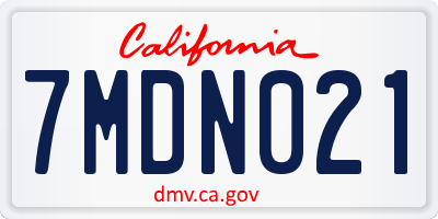 CA license plate 7MDN021
