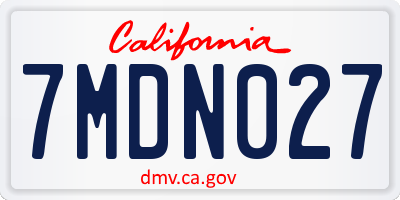 CA license plate 7MDN027