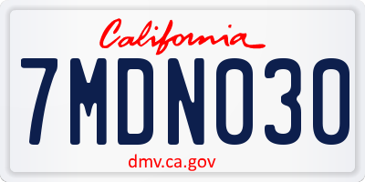 CA license plate 7MDN030