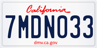 CA license plate 7MDN033