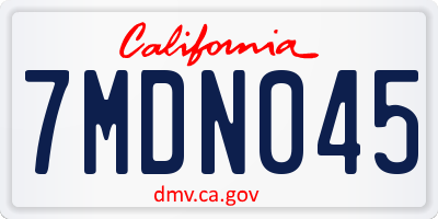 CA license plate 7MDN045