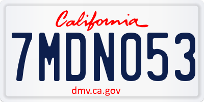CA license plate 7MDN053