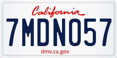 CA license plate 7MDN057
